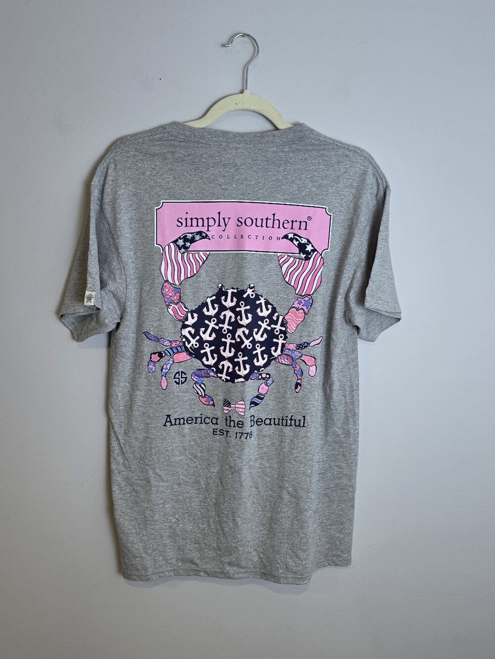 Simply Southern Preppy 1776 Tee Heather Gray Size Medium NWT